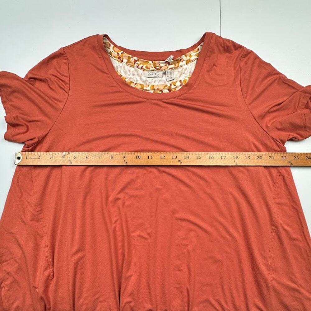 LOGO Lori Goldstein Top Womens 1X Rust 2 Piece Layered Tunic Stretch Lagenlook - Picture 10 of 13